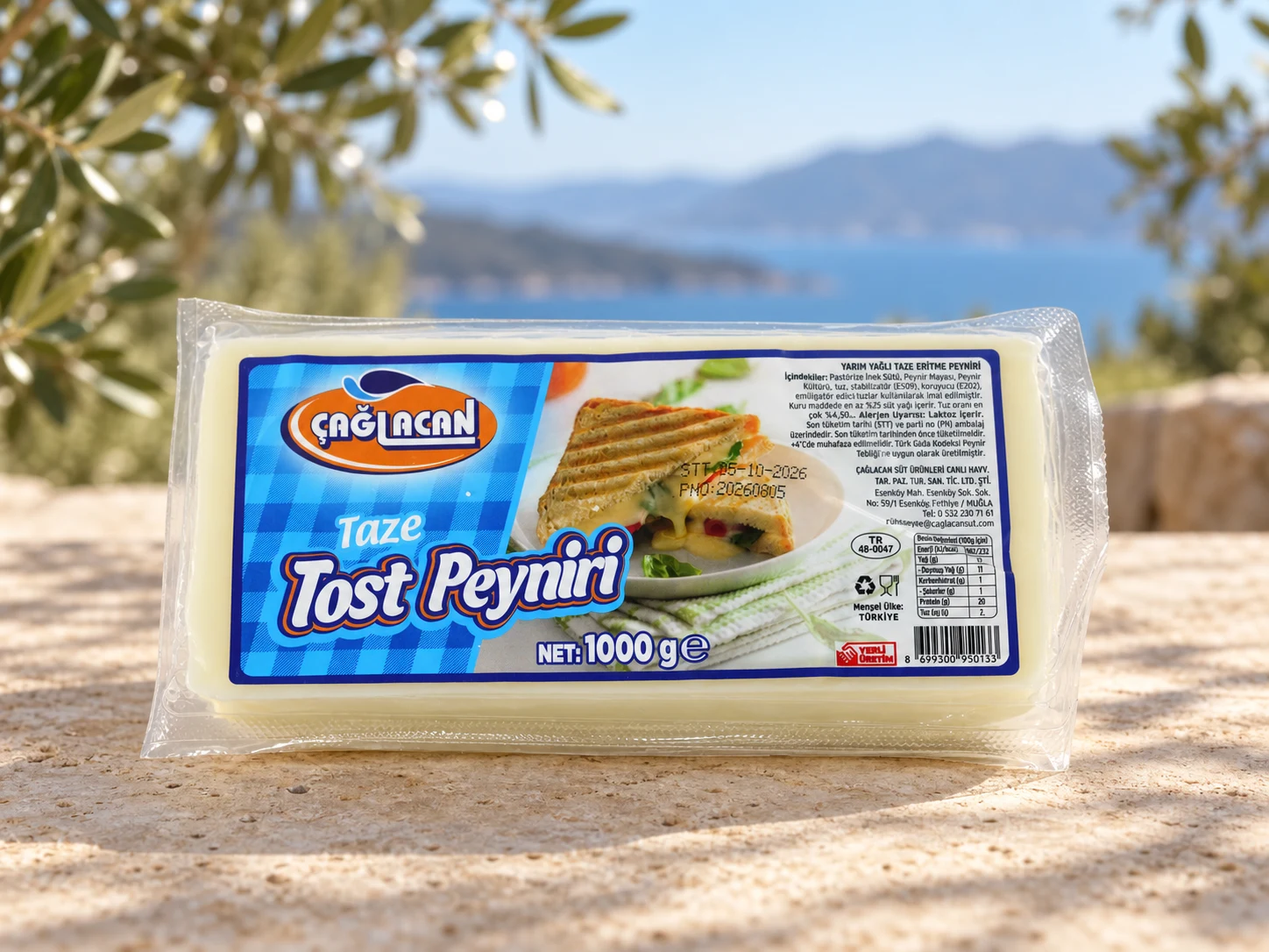 Çağlacan taze tost peyniri ambalajı, Ege sofrası sunumu